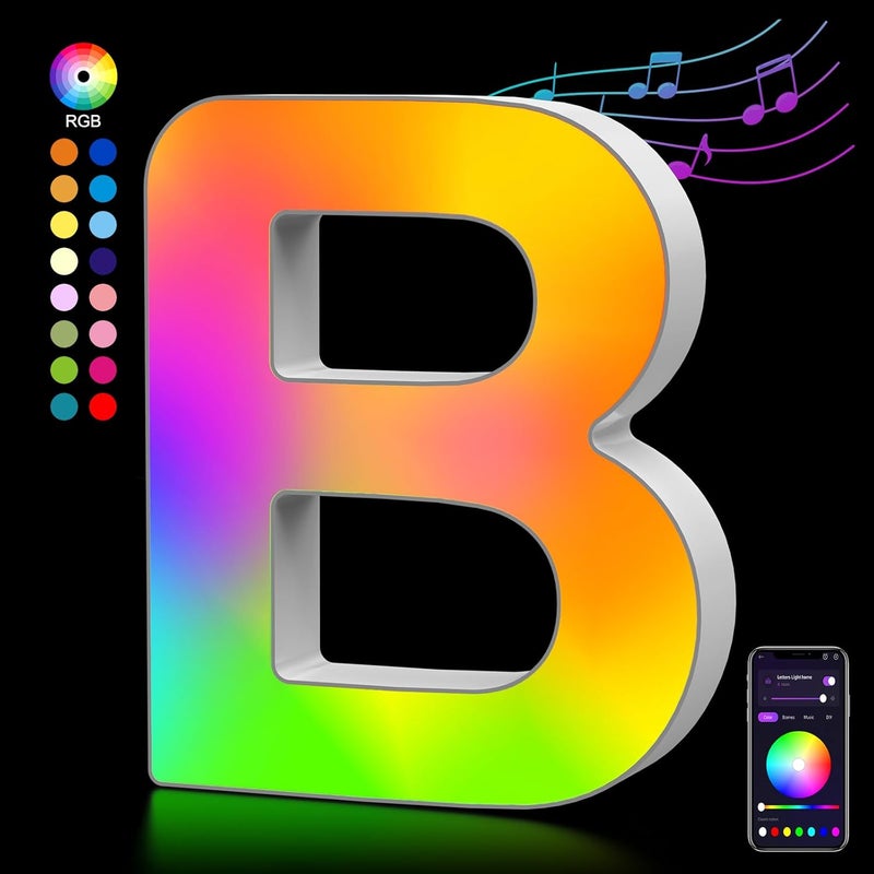 OJQ Light Up Letters LED Letter - Marquee Letters Room Decor Alphabet Letter Music Sync Color Change Colorful - Christmas Birthday Gifts for Girl 2/3/4/5 Year Old Girl Gifts Gifts for Teenage Girls - Image 1
